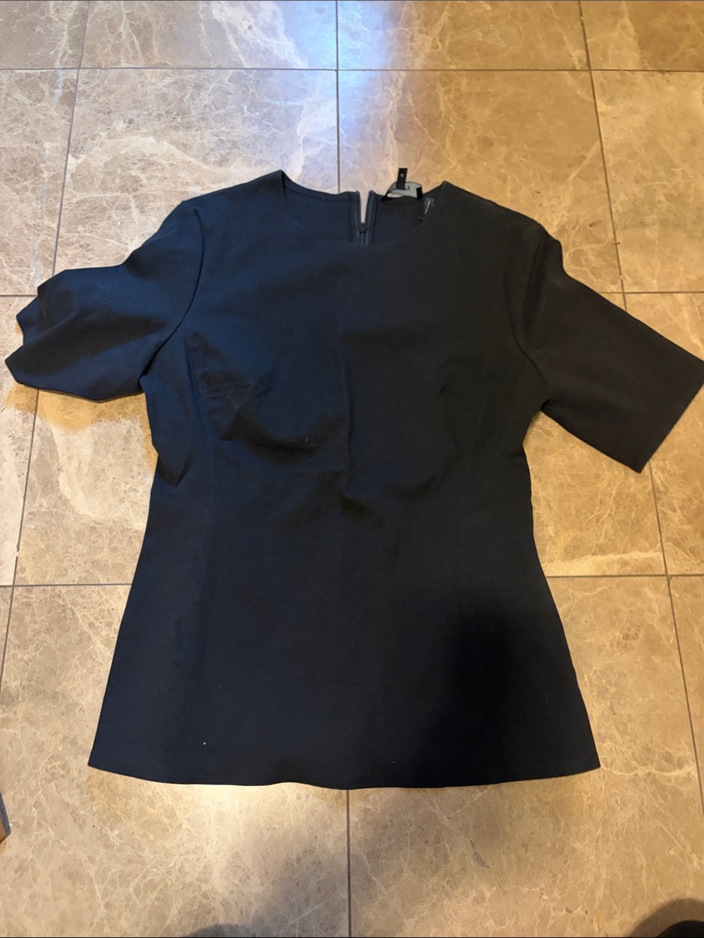 Theory Black Short-Sleeve Structured Tunic Top
